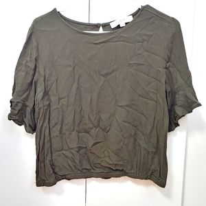 LOFT green cropped blouse